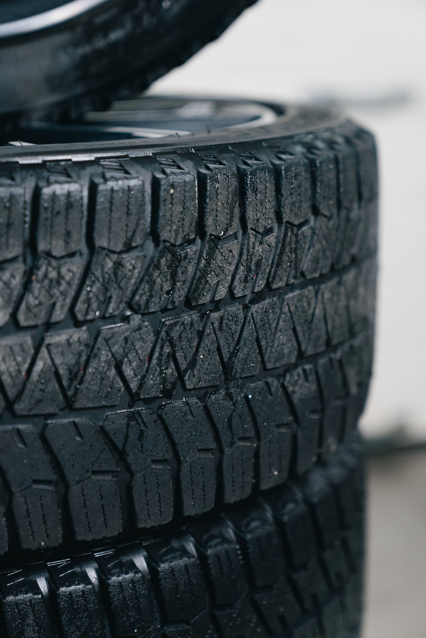 Close-up of new tire tread
